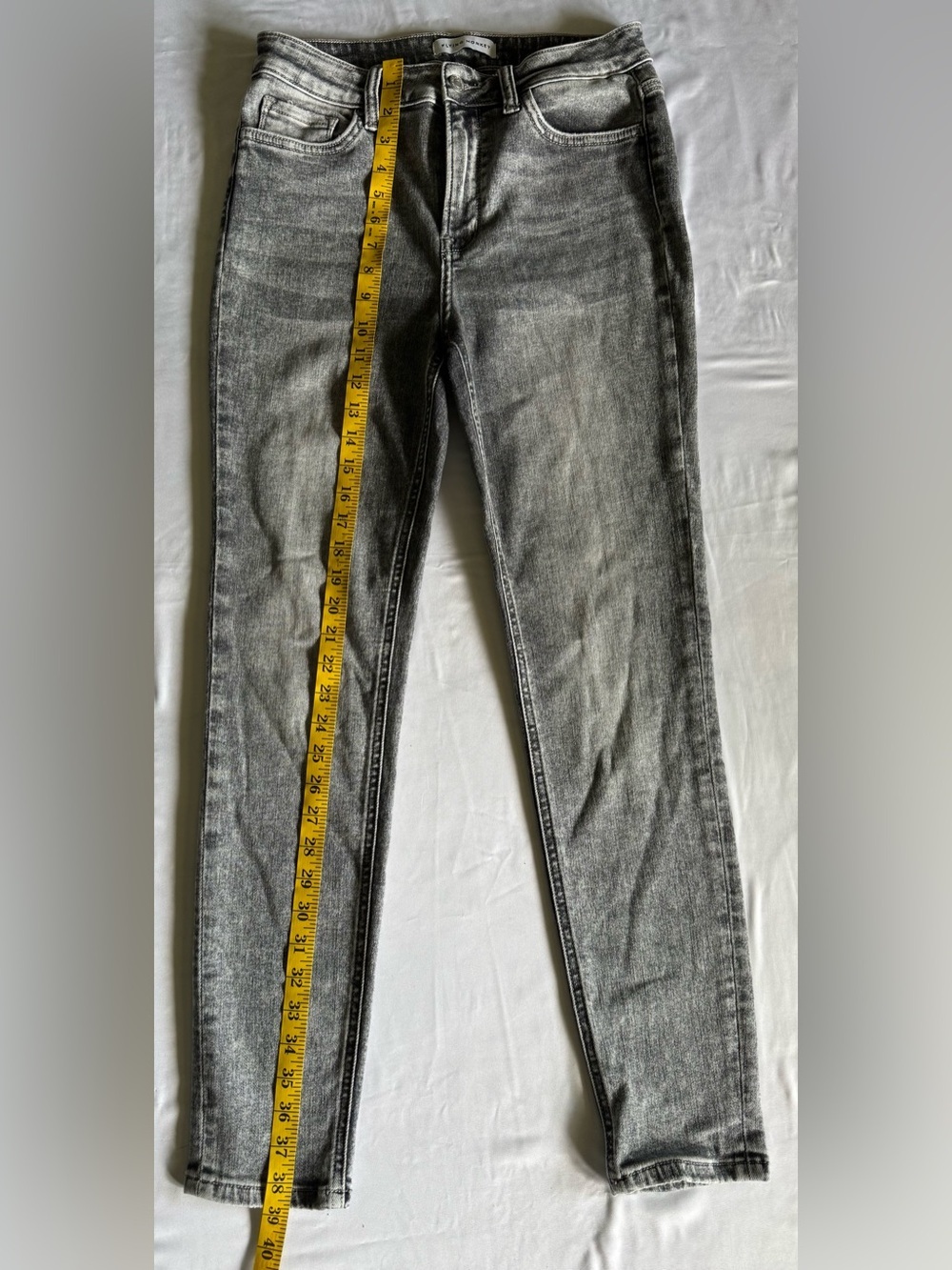 Flying Monkey High Rise Skinny Jeans Gray Acid Wash Women’s 29 Stretch Denim - Picture 6 of 10
